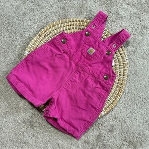 Carhartt Infant Baby Girl Bib Shortall Romper in Hot Pink Size 9M